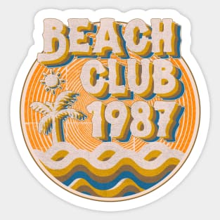 vintage retro beach club 70s 1987 with spirale orange Sticker